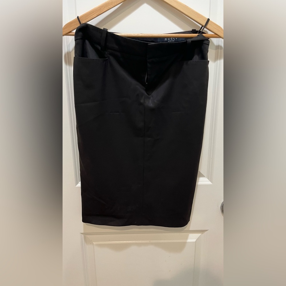 Gucci Black Midi Pencil Skirt with Slit